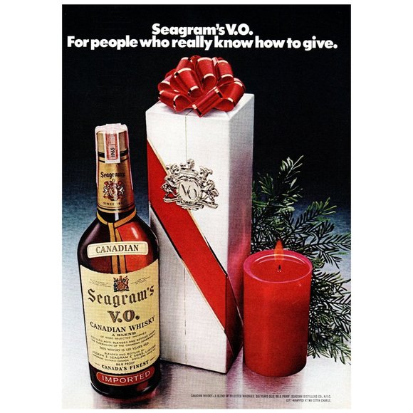 1972 Seagram's VO People Who Really Know How To Give Vintage Print Ad Red Candle - Picture 1 of 1